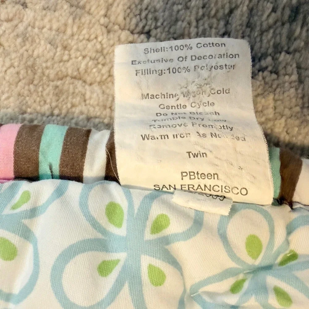 Pottery Barn Quilt Comforter Matching Set Peace Sign Sham Twin Patchwork Boho